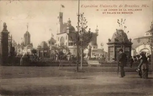 Ak Brüssel Belgien, Weltausstellung holländischer Garten und Palais von Monaco