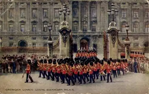 Ak London, Grenadier Guards verlassen Buckingham Palace