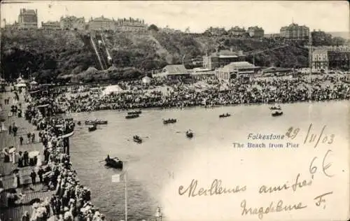 Ak Folkestone Kent England, Strand vom Pier