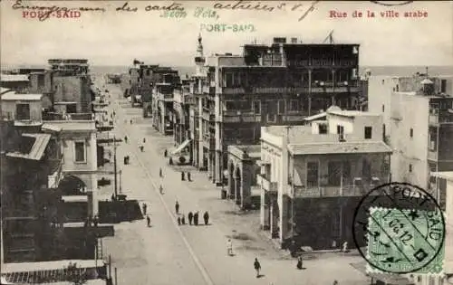 Ak Port Said Ägypten, Straße der arabischen Stadt