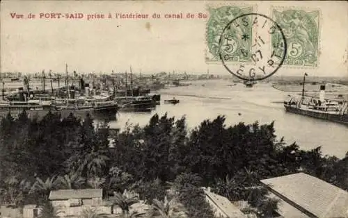 Ak Port Said Ägypten, Panorama, Inneres des Suezkanals