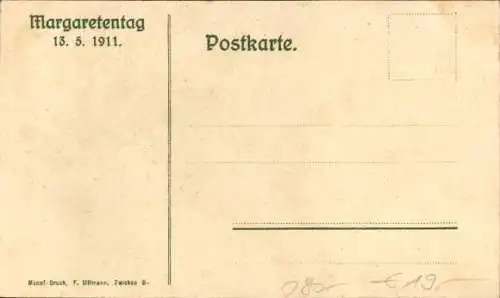 Passepartout Ak Zwickau in Sachsen, Margaretentag 1911, Engel