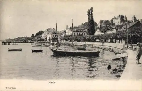 Ak Nyon Kanton Waadt, Promenade, Boote