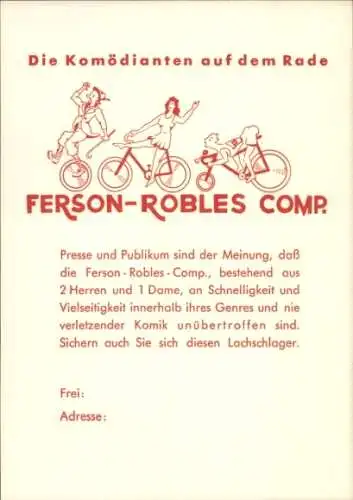 Ak Ferson-Robles Comp., Komödianten auf dem Rade, Akrobaten