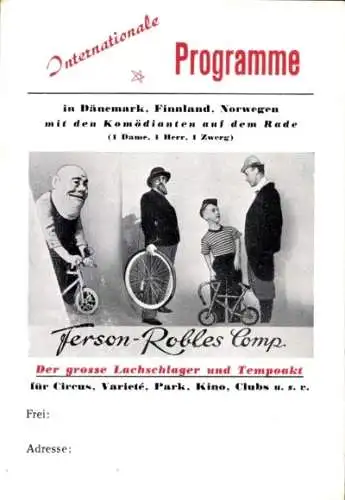 Ak Ferson-Robles Comp., Komödianten auf dem Rade, Akrobaten