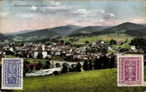 Ak Mürzzuschlag Steiermark, Gesamtansicht, Blick vom Kaiserstein