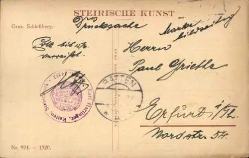 Künstler Ak Graz Steiermark, Schlossberg, Brücke