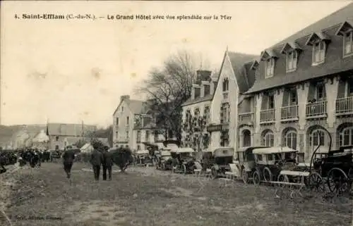 Ak Saint Efflam Plestin les Grèves Côtes-d'Armor, Grand Hotel, Automobil