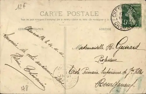 Ak Chénérailles Creuse, Rue de la Poste