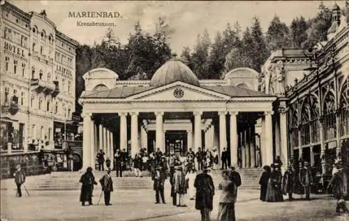 Ak Mariánské Lázně Marienbad Region Karlsbad, Kreuzbrunnen