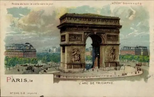 Haltgegendaslicht Litho Paris, Der Arc de Triomphe