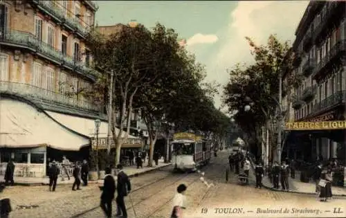 Ak Toulon Var, Boulevard de Strasbourg, Straßenbahn