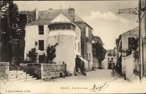 Ak Melle Deux Sèvres, Rue Saint Jean