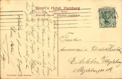 Ak Hamburg, Streit´s Hotel, Innenansicht