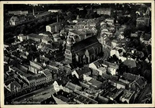 Ak Cottbus Brandenburg, Fliegeraufnahme, Luftaufnahme, Oberkirche