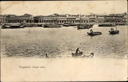 Ak Singapore Singapur, Collyer Quay, Blick über das Wasser auf die Stadt