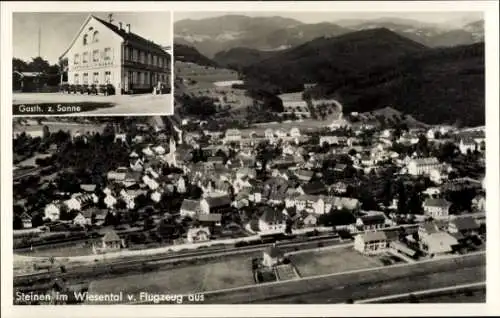 Ak Steinen im Wiesental Schwarzwald Baden, Fliegeraufnahme, Gasthof zur Sonne