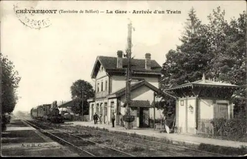 Ak Chevremont Territoire de Belfort, Bahnhof, Gleisansicht, Eisenbahn