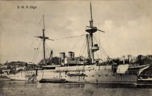 Ak Deutsches Kriegsschiff, SMS Olga, Glattdeckskorvette, Kaiserliche Marine