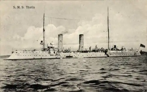 Ak Deutsches Kriegsschiff, SMS Thetis, Kleiner Kreuzer, Kaiserliche Marine