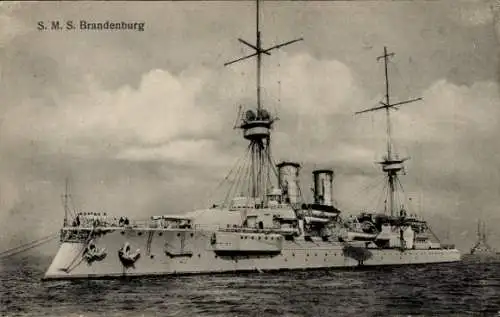 Ak Deutsches Kriegsschiff, SMS Brandenburg, Panzerschiff, Kaiserliche Marine