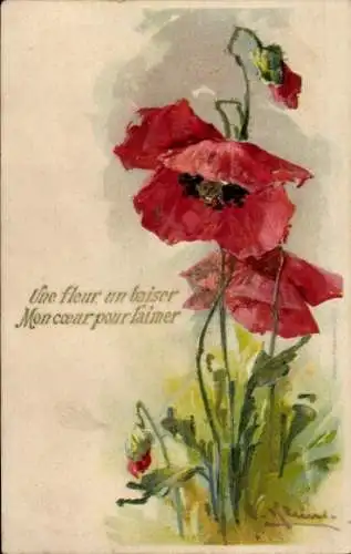 Präge Künstler Ak Klein, C., Blühende Blumen, Mohn