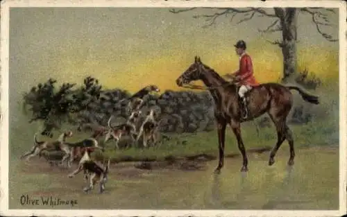 Künstler Ak Whitmore, O., Jagd, Jagdhunde, Mann zu Pferde