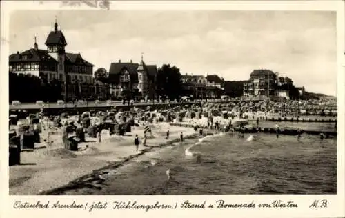 Ak Ostseebad Arendsee Kühlungsborn, Strand und Promenade von Westen