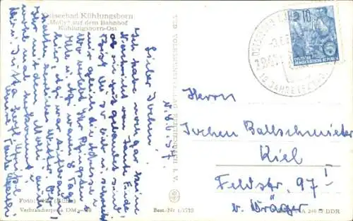 Ak Ostseebad Kühlungsborn, Bahnhof Ost, Gleisseite, Eisenbahn Molli, Dampflok