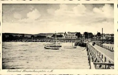 Ak Ostseebad Brunshaupten Kühlungsborn, Strand, Steg, Segelboote