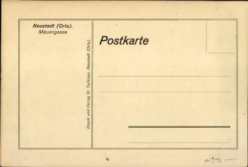 Ak Neustadt an der Orla, Mauergasse