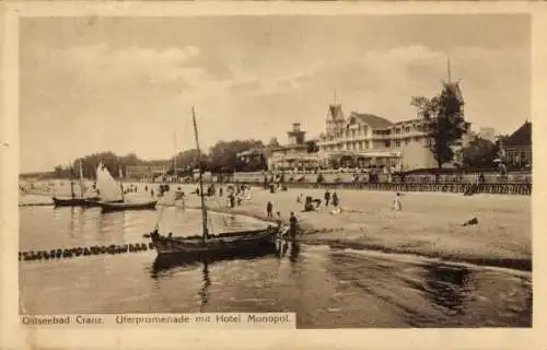 Ak Selenogradsk Ostseebad Cranz Ostpreußen, Uferpromenade, Hotel Monopol