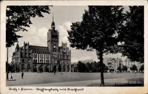 Ak Słupsk Stolp Pommern, Ortschaft mit Stephanplatz, Rathaus