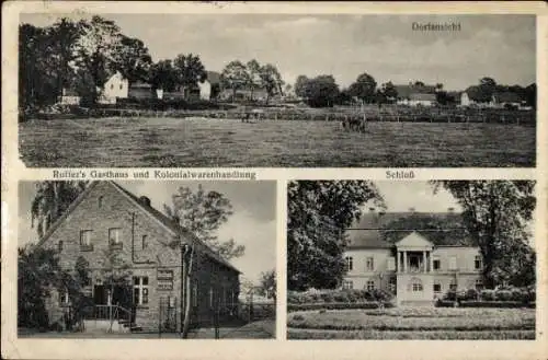 Ak Świerzna Schwierse Schlesien, Gasthaus und Kolonialwarenhandlung, Schloss