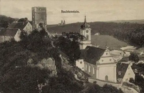 Ak Rechtenstein an der Donau Württemberg, Teilansicht mit Kirche