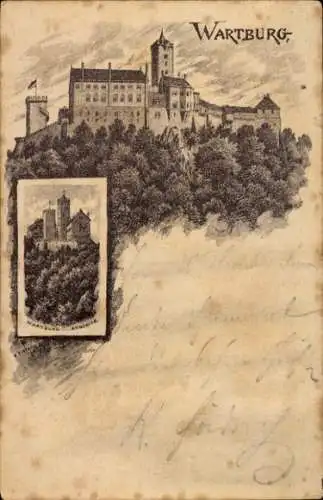 Vorläufer Künstler Sperling, Litho Lutherstadt Eisenach in Thüringen, Wartburg, 1893