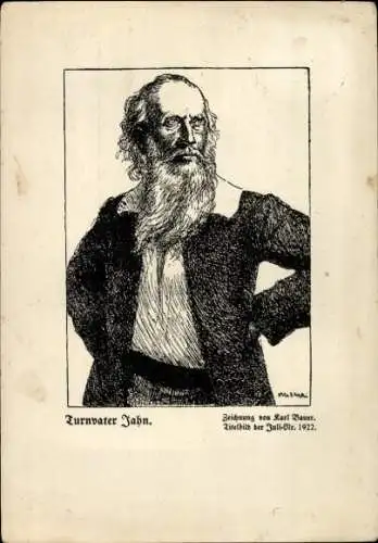 Künstler Ak Bauer, Karl, Turnvater Jahn, Portrait, Zeitschrift Der junge Tag