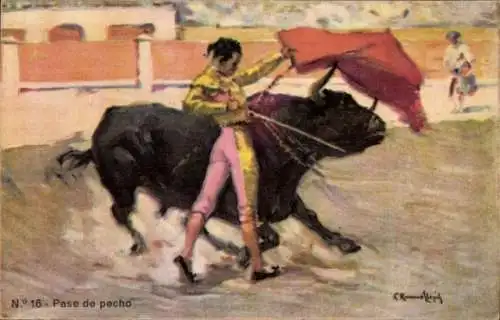 Künstler Ak Bullfight, Chest Pass