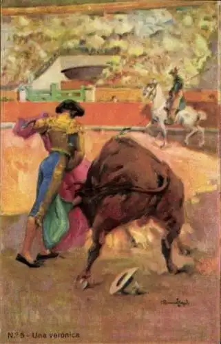 Künstler Ak Bullfight, A Veronica