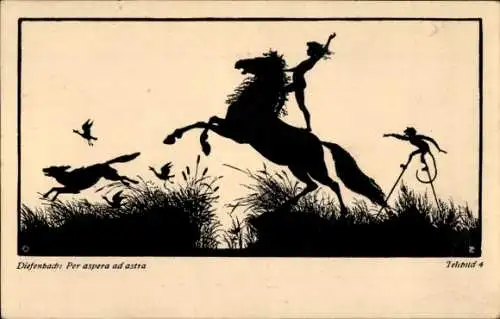 Scherenschnitt Künstler Ak Diefenbach, Per aspera ad astra, Teilbild 4