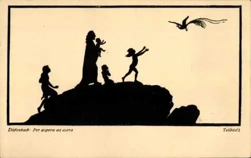 Scherenschnitt Künstler Ak Diefenbach, Per aspera ad astra, Teilbild 1