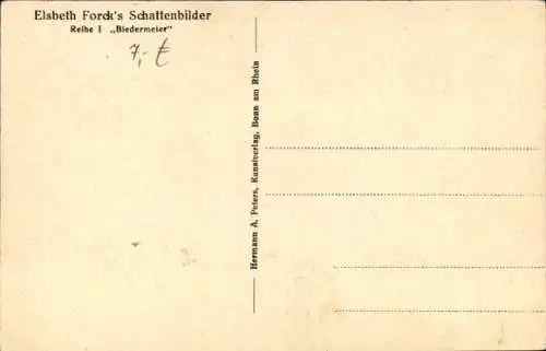 Scherenschnitt Künstler Ak Forck, E., Kleinstadtklatsch, Menschen, Gespräch, Biedermeier