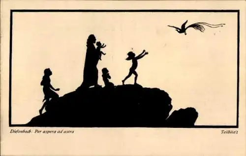 Scherenschnitt Künstler Ak Diefenbach, Per aspera ad astra, Teilbild 1