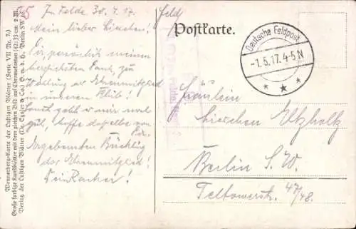 Künstler Ak Wennerberg, Bruno, Für ihn, Frau mit Liebesgaben-Paket