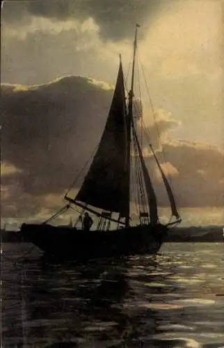 Ak Segelpartie, Segelboot, Willy Wilcke, Wasserkante, Serie Phänomen