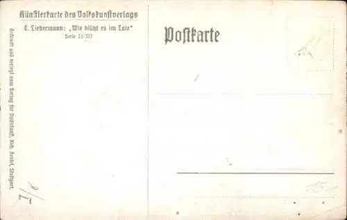 Künstler Ak Liebermann, Ernst, Wie blüht es im Tale, Volkskunstverlag 35 317, Brücke