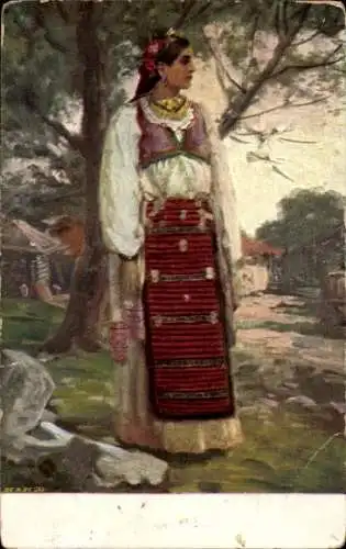 Künstler Ak Mrkvicka, I.V., Bulgarin in Tracht