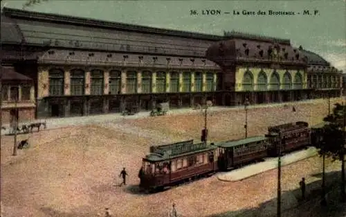 Ak Lyon Rhône, Gare des Brotteaux, Straßenbahn