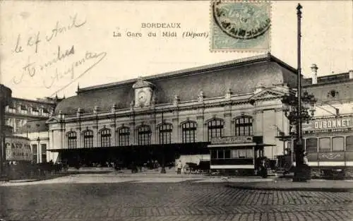 Ak Bordeaux Gironde, La Gare du Midi, Depart