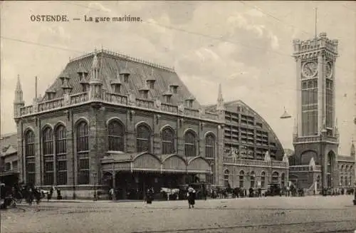 Ak Oostende Ostende Westflandern, Gare maritime